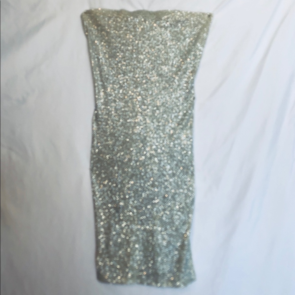 Silver-Glitter strapless dress (5/6) - Picture 1 of 1
